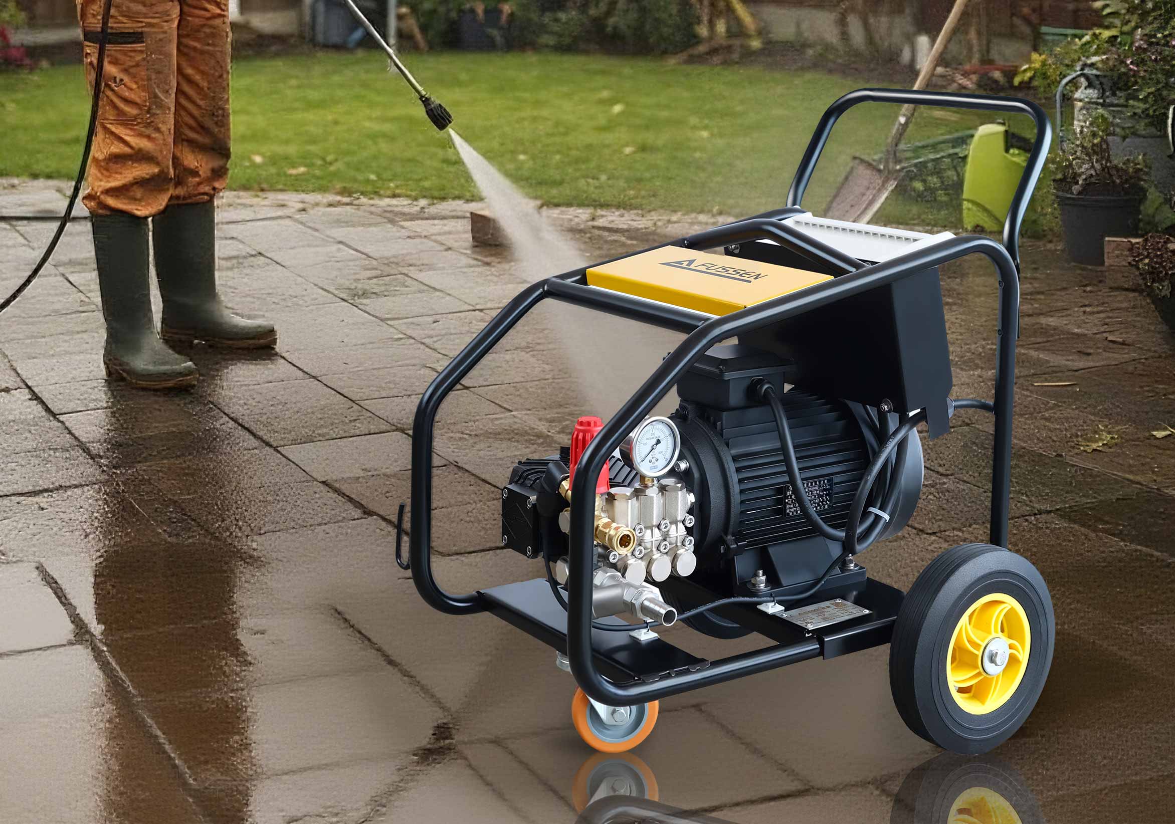 High-Pressure Cleaning of Courtyard