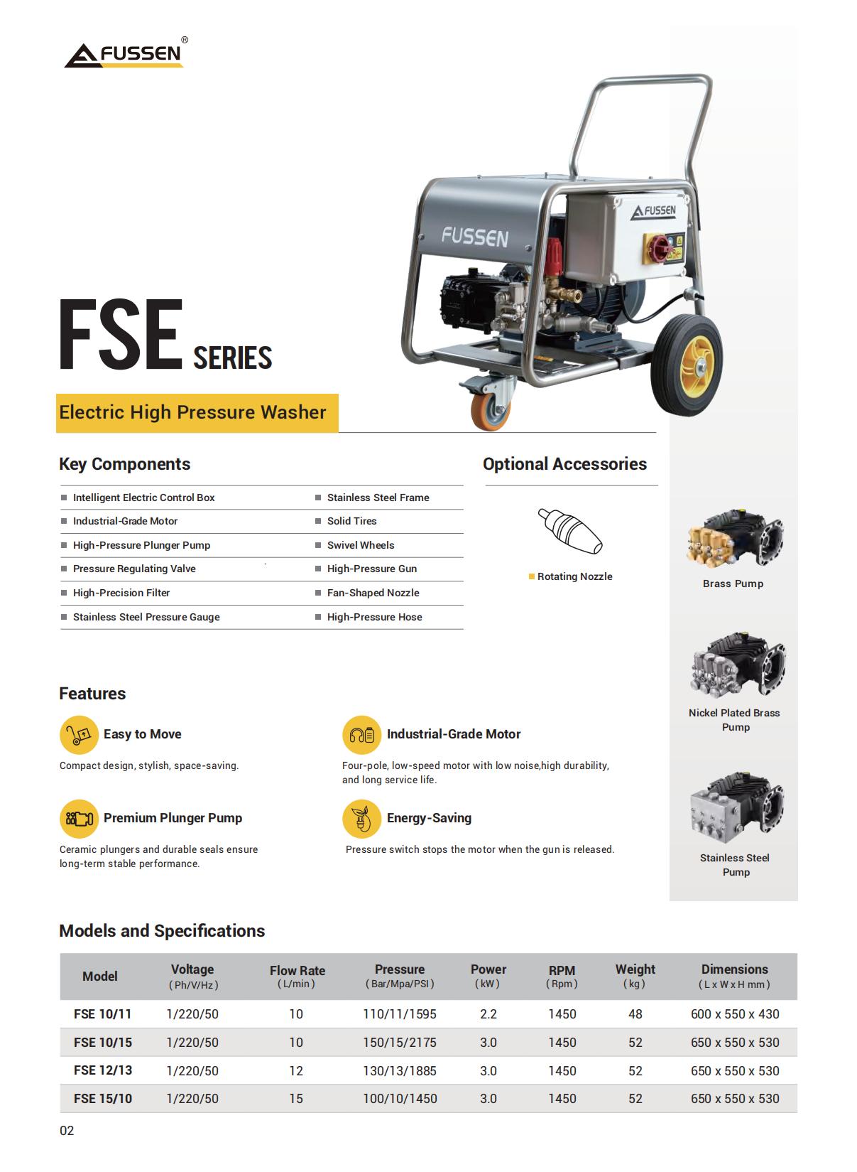 Fussen FSE SERIES Electric High Pressure Washer