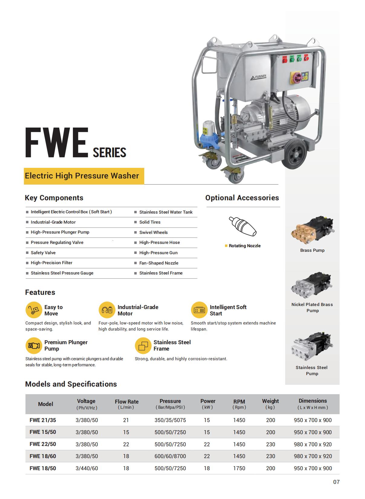 Fussen FWE SERIES Electric High Pressure Washer