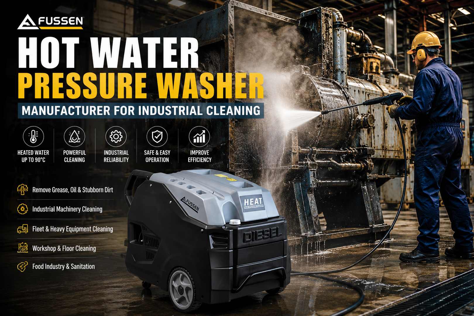 Hot Water Pressure Washer Manufacturer for Industrial Cleaning | Fussen